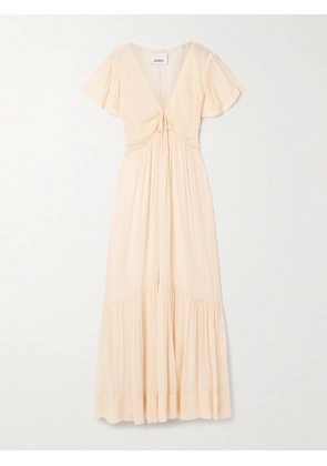 Isabel Marant - Agathe Tiered Gathered Silk-crepon Maxi Dress - Neutrals - FR 34,FR 36,FR 38,FR 40,FR 42