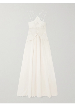 Isabel Marant - Lindy Lace-trimmed Embroidered Ramie Maxi Dress - Neutrals - FR 34,FR 36,FR 38,FR 40,FR 42