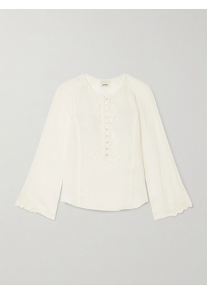 Isabel Marant - Luciele Broderie Anglaise-trimmed Ramie Blouse - Ivory - FR 34,FR 36,FR 38,FR 40,FR 42