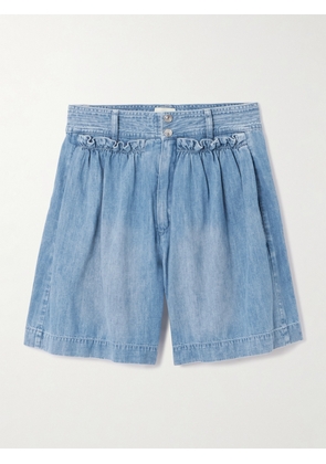 Isabel Marant - Ingrid Ruffled Cotton-chambray Shorts - Blue - FR 34,FR 36,FR 38,FR 40,FR 42