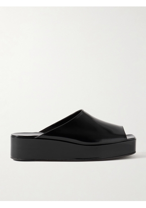 The Row - Emi Glossed-leather Platform Slides - Black - IT36,IT36.5,IT37.5,IT38,IT38.5,IT39,IT39.5,IT40,IT40.5,IT41,IT41.5,IT42