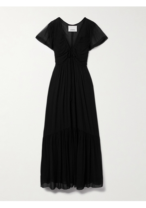 Isabel Marant - Agathe Tiered Gathered Silk-crepon Maxi Dress - Black - FR 34,FR 36,FR 38,FR 40,FR 42