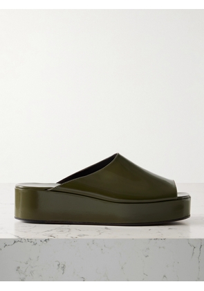 The Row - Emi Glossed-leather Platform Slides - Green - IT36,IT37,IT37.5,IT38,IT39,IT39.5,IT40,IT40.5,IT41.5,IT42