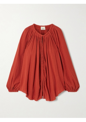 Isabel Marant - Jenna Frayed Braided Gathered Cotton-gauze Blouse - FR 34,FR 36,FR 38,FR 40,FR 42
