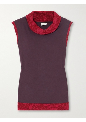 Dries Van Noten - Jacquard-trimmed Cotton-blend Tank - Purple - x small,small,medium,large