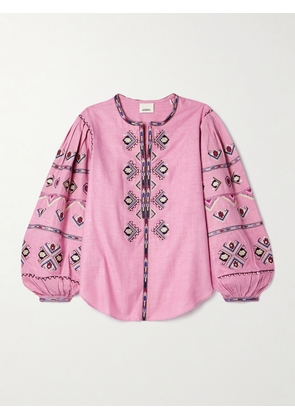 Isabel Marant - Zielle Embellished Silk-gauze Blouse - Pink - FR 34,FR 36,FR 38,FR 40