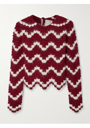 ESCVDO - Safi Scalloped Cropped Crocheted Alpaca Top - Burgundy - x small,small,medium,large,x large