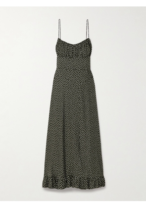 DÔEN - Rosaria Polka-dot Silk-blend Midi Dress - Black - xx small,x small,small,medium,large,x large,xx large