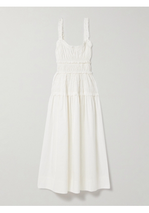 DÔEN - Marianne Shirred Organic Cotton-poplin Midi Dress - White - xx small,x small,small,medium,large,x large,xx large