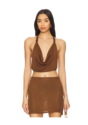 Flook The Label Jayla Top in Brown. Size L. Also in S, XS, M.