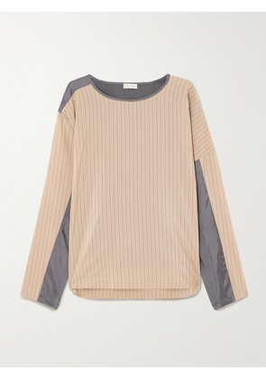 Dries Van Noten - Paneled Striped Poplin And Satin Top - Neutrals - FR 34,FR 36,FR 38,FR 40,FR 42,FR 44