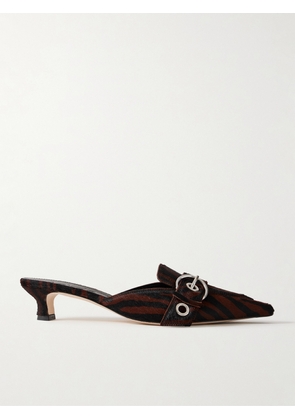 Aeyde - Danielle Buckle-embellished Zebra-print Pony Hair Mules - Brown - IT35,IT35.5,IT36,IT36.5,IT37,IT37.5,IT38,IT38.5,IT39,IT39.5,IT40,IT40.5,IT41,IT41.5,IT42