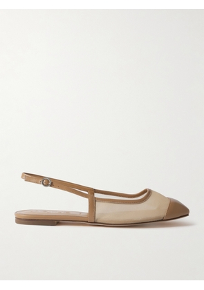 Aeyde - Geraldine Leather-trimmed Mesh Slingback Ballet Flats - Neutrals - IT35,IT35.5,IT36,IT36.5,IT37,IT37.5,IT38,IT38.5,IT39,IT39.5,IT40,IT40.5,IT41,IT41.5,IT42