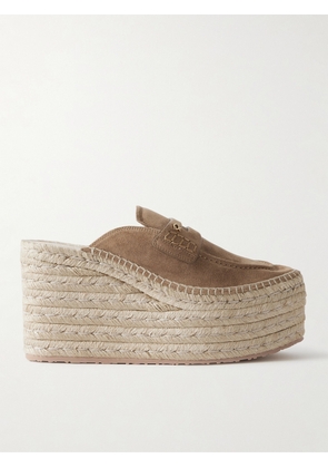 Gianvito Rossi - Maxilla 105 Suede Espadrille Wedge Mules - Brown - IT36,IT36.5,IT37,IT37.5,IT38,IT38.5,IT39,IT39.5,IT40,IT40.5,IT41,IT41.5,IT42