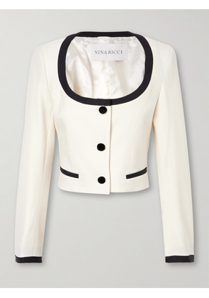 NINA RICCI - Cropped Wool-gabardine Jacket - White - FR 34,FR 36,FR 38,FR 40,FR 42,FR 44