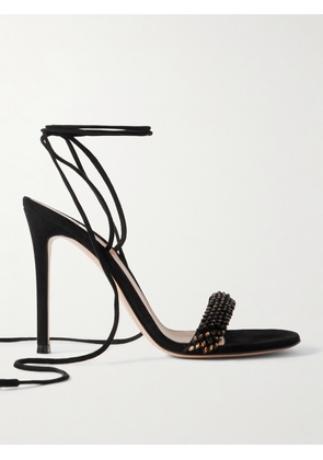 Gianvito Rossi - 105 Lace-up Embellished Suede Sandals - Black - IT36,IT36.5,IT37,IT37.5,IT38,IT38.5,IT39,IT39.5,IT40,IT40.5,IT41,IT41.5,IT42