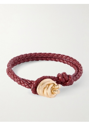 Bottega Veneta - Intrecciato Leather And Gold-tone Bracelet - Red - S,M,L