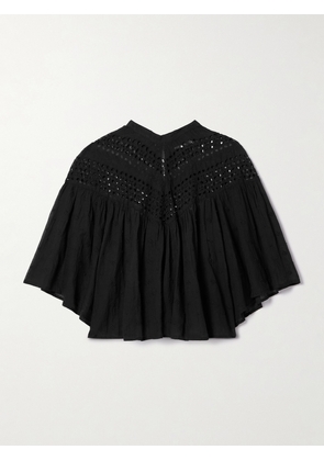 Nili Lotan - Mikki Embroidered Broderie Anglaise Cotton-voile Blouse - Black - x small,small,medium,large,x large
