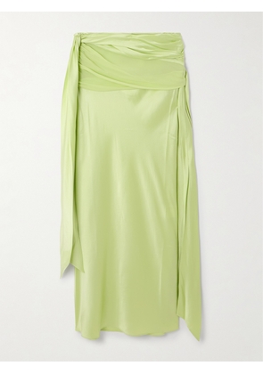 Christopher Esber - Knot-detailed Gathered Chiffon-trimmed Silk-satin Maxi Skirt - Green - UK 6,UK 8,UK 10,UK 12,UK 14