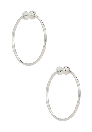 Jenny Bird Icon Small Hoops in Silver in Metallic Silver.