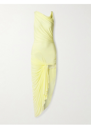 Christopher Esber - Galathea Lace-trimmed Draped Mesh Gown - Yellow - UK 6,UK 8,UK 10,UK 12,UK 14