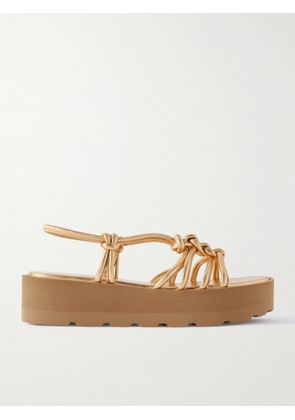 Gianvito Rossi - Hebe 45 Knotted Metallic Leather Platform Sandals - Gold - IT36,IT36.5,IT37,IT37.5,IT38,IT38.5,IT39,IT39.5,IT40,IT40.5,IT41,IT41.5,IT42