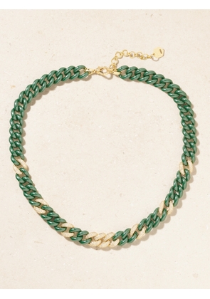 SHAY - Essential Link 18-karat Gold, Ceramic And Diamond Necklace - Green - One size