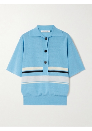Christopher Esber - Striped Knitted Polo Shirt - Blue - xx small,x small,small,medium,large