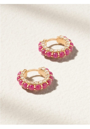 Ileana Makri - Streamflow 18-karat Rose Gold, Ruby And Diamond Hoop Earrings - Pink - One size