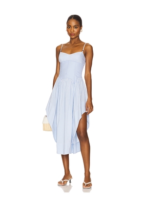 fleur du mal Poplin Cupped Midi Dress in Baby Blue. Size 2. Also in 4.