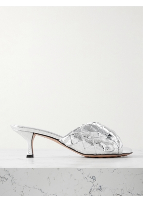 Bottega Veneta - Blink Twisted Intrecciato Metallic Leather Mules - Silver - EU 37,EU 38,EU 39,EU 40,EU 41
