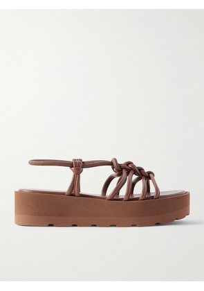 Gianvito Rossi - Hebe 45 Knotted Leather Platform Sandals - Brown - IT36,IT36.5,IT37,IT37.5,IT38,IT38.5,IT39,IT39.5,IT40,IT40.5,IT41,IT41.5,IT42