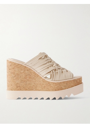 Stella McCartney - Sneak-elyse Woven Wedge Mules - Ecru - IT36,IT36.5,IT37,IT37.5,IT38,IT38.5,IT39,IT39.5,IT40,IT40.5,IT41