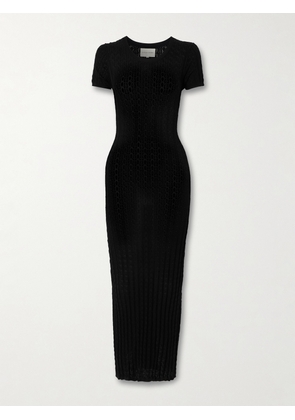 Loulou de Saison - Aruba Pointelle-knit Midi Dress - Black - x small,small,medium,large,x large