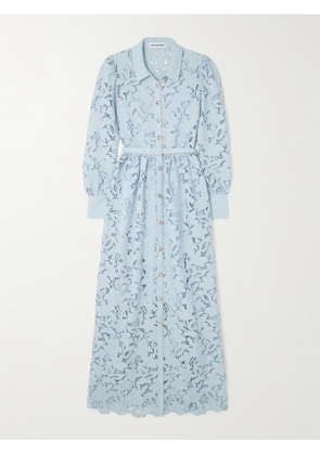 Self-Portrait - Belted Corded Lace Maxi Dress - Blue - UK 4,UK 6,UK 8,UK 10,UK 12,UK 14,UK 16