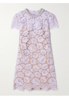 Self-Portrait - Embellished Corded Lace Mini Dress - Purple - UK 4,UK 6,UK 8,UK 10,UK 12,UK 14,UK 16