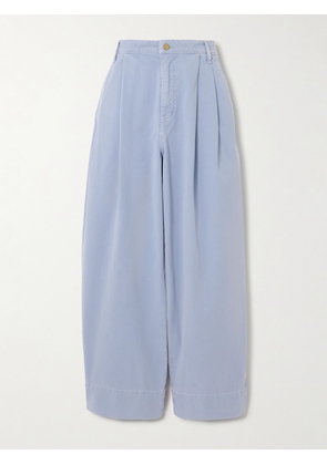B SIDES - Martin Pleated Cotton-twill Barrel-leg Pants - Blue - 24,25,26,27,28,29,30,31