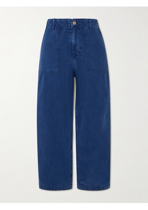 B SIDES - Roma Cotton-twill Wide-leg Pants - Blue - 24,25,26,27,28,29,30,31