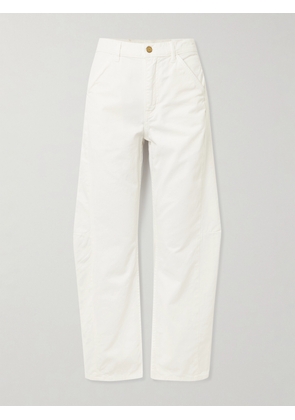 B SIDES - Lange Lasso Cotton-twill Barrel-leg Pants - White - 24,25,26,27,28,29,30,31