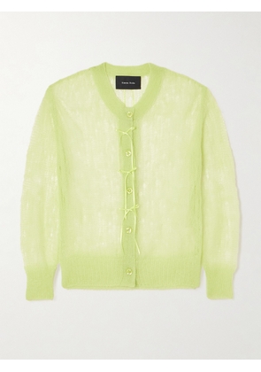 Simone Rocha - Cropped Bow-embellished Open-knit Mohair-blend Cardigan - Green - x small,small,medium,large