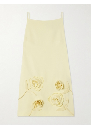 Self-Portrait - Appliquéd Crepe Mini Dress - Yellow - UK 4,UK 6,UK 8,UK 10,UK 12,UK 14,UK 16