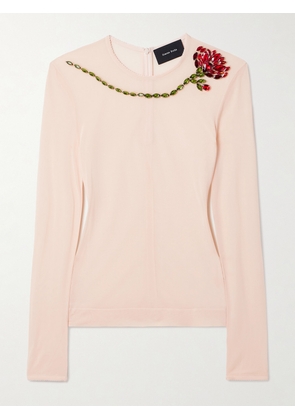 Simone Rocha - Crystal-embellished Stretch-jersey Top - Pink - UK 4,UK 6,UK 8,UK 10,UK 12,UK 14