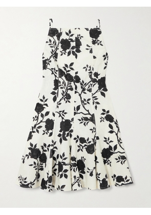 Self-Portrait - Open-back Bow-detailed Floral-print Linen And Cotton-blend Mini Dress - White - UK 4,UK 6,UK 8,UK 10,UK 12,UK 14,UK 16