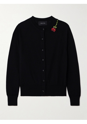 Simone Rocha - Crystal-embellished Wool And Silk-blend Cardigan - Black - x small,small,medium,large