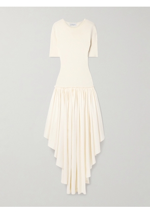 Gabriela Hearst - Sirona Paneled Gathered Wool, Silk And Linen-blend Twill And Silk-jersey Maxi Dress - Ivory - IT38,IT42,IT46