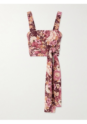 Chloé - Cropped Floral-print Silk-crepe Top - Pink - small,medium,large