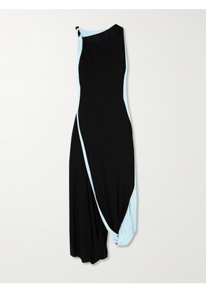 Victoria Beckham - Asymmetric Two-tone Twisted Jersey Midi Dress - Black - UK 4,UK 6,UK 8,UK 10,UK 12,UK 14