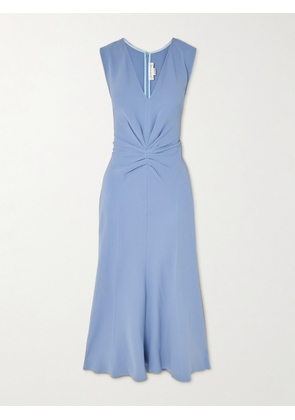 Victoria Beckham - Gathered Crepe Midi Dress - Blue - UK 4,UK 6,UK 8,UK 10,UK 12,UK 14,UK 16