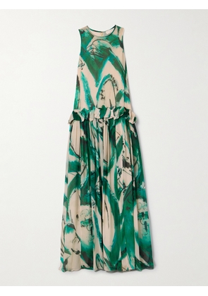 Ulla Johnson - + Lee Krasner Helen Ruffled Printed Silk-georgette Gown - Green - US0,US2,US4,US6,US8,US10,US12