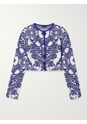 Etro - Cropped Jacquard-knit Cardigan - Blue - IT36,IT38,IT40,IT42,IT44,IT46,IT48,IT50